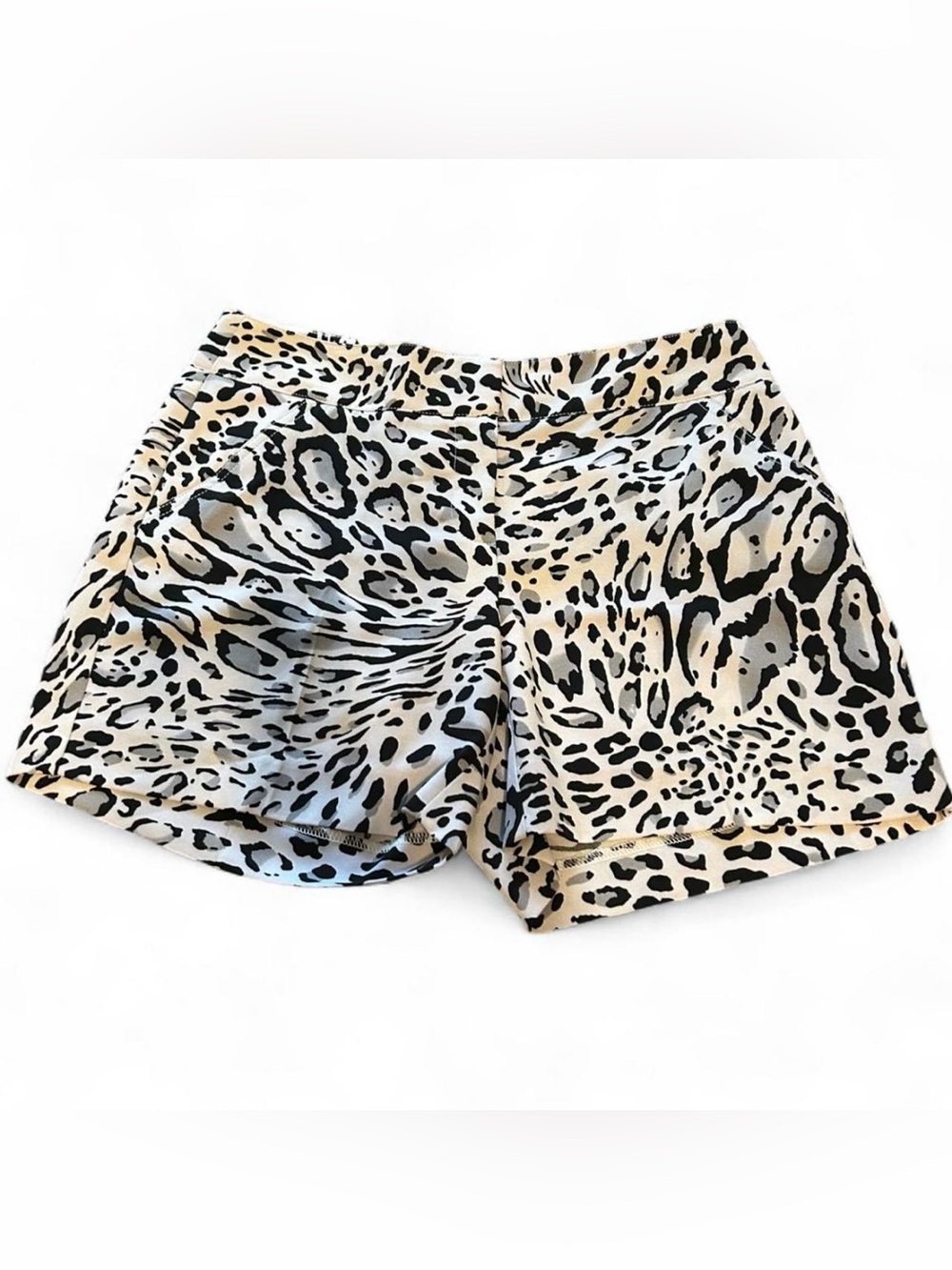 vintage cache black and white leopard print shorts